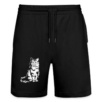 Norwegische Waldkatze "Black Edition" - Stanley/Stella Unisex Bio Joggingshorts Trainer  - Schwarz - Vorne - Nik (191cm) & Marisol (170cm)