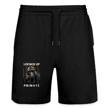 Auf geschlossenen Primaten - Stanley/Stella Unisex Bio Joggingshorts Trainer  - Schwarz - Vorne - Nik (191cm) & Marisol (170cm)