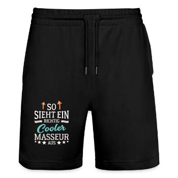 So sieht ein richtig cooler Masseur aus Massage - Stanley/Stella Unisex Bio Joggingshorts Trainer  - Schwarz - Vorne - Nik (191cm) & Marisol (170cm)