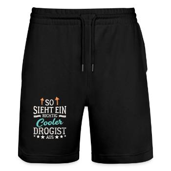 So sieht ein richtig cooler Drogist aus - Stanley/Stella Unisex Bio Joggingshorts Trainer  - Schwarz - Vorne - Nik (191cm) & Marisol (170cm)