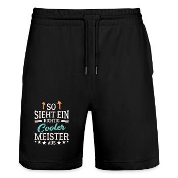 So sieht ein richtig cooler Meister aus - Stanley/Stella Unisex Bio Joggingshorts Trainer  - Schwarz - Vorne - Nik (191cm) & Marisol (170cm)