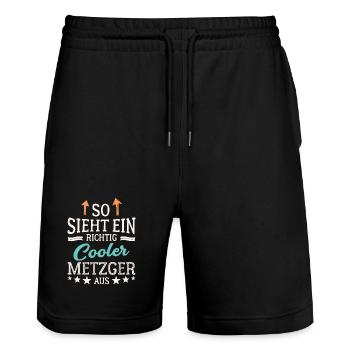 So sieht ein richtig cooler Metzger aus - Stanley/Stella Unisex Bio Joggingshorts Trainer  - Schwarz - Vorne - Nik (191cm) & Marisol (170cm)