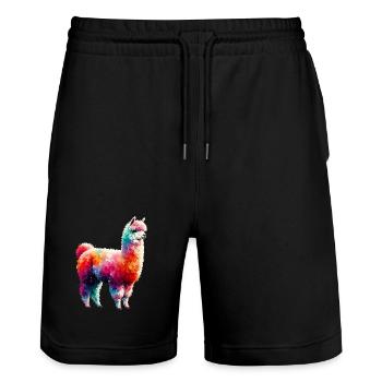 Alpaka - Stanley/Stella Unisex Bio Joggingshorts Trainer  - Schwarz - Vorne - Nik (191cm) & Marisol (170cm)