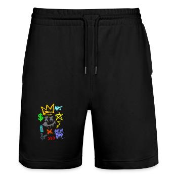 graffiti artist - wall art - urban spray - Stanley/Stella Trainer Unisex Organic Jogging Shorts - black - Front - Nik (191cm) & Marisol (170cm)