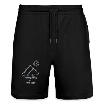 Ruhe auf höchstem Niveau, Slow Living - Stanley/Stella Unisex Bio Joggingshorts Trainer  - Schwarz - Vorne - Nik (191cm) & Marisol (170cm)