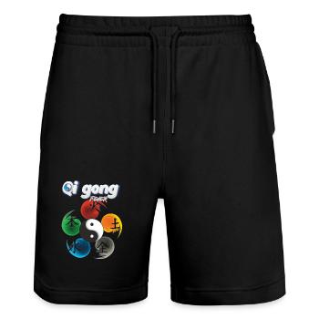 Yin Yang Five Elements Qi Gong Fever Design - Stanley/Stella Trainer Unisex Organic Jogging Shorts - black - Front - Nik (191cm) & Marisol (170cm)
