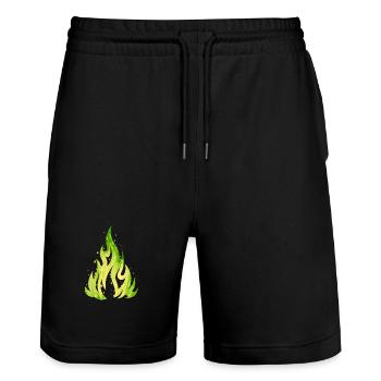 Verdant Flame Watercolor Fire - Stanley/Stella Trainer Unisex Organic Jogging Shorts - black - Front - Nik (191cm) & Marisol (170cm)
