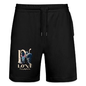 Les chevaux aiment - Short de jogging bio TRAINER Stanley/Stella unisexe - noir - Devant - Nik (191cm) & Marisol (170cm)