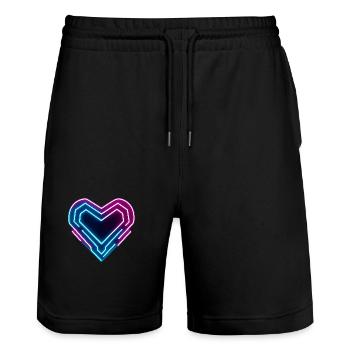 Futuristisches Neon-Herz | Cyber Heart Love Design - Stanley/Stella Unisex Bio Joggingshorts Trainer  - Schwarz - Vorne - Nik (191cm) & Marisol (170cm)