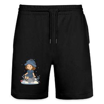 Süßes Heidelbeer-Mädchen Illustration - Stanley/Stella Unisex Bio Joggingshorts Trainer  - Schwarz - Vorne - Nik (191cm) & Marisol (170cm)