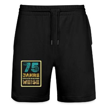 Wisdom 75 - Stanley/Stella Trainer Unisex Organic Jogging Shorts - black - Front - Nik (191cm) & Marisol (170cm)