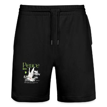 Friedenstaube mit grünen Akzenten - Stanley/Stella Unisex Bio Joggingshorts Trainer  - Schwarz - Vorne - Nik (191cm) & Marisol (170cm)