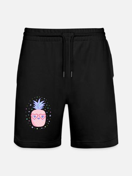 Rosa Ananas Herzbrille Kawaii - Stanley/Stella Unisex Bio Joggingshorts Trainer - Schwarz