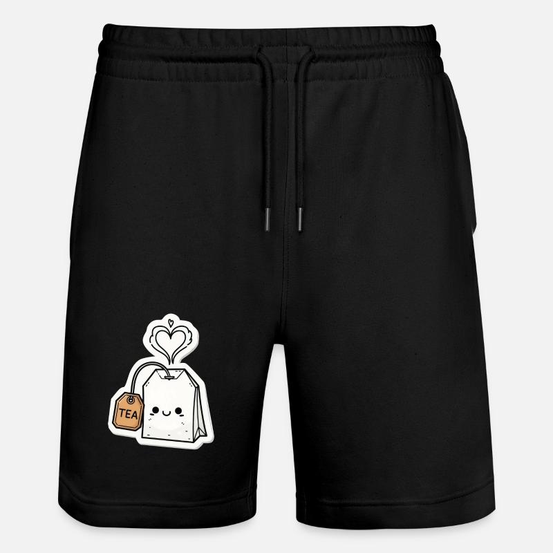Kawaii Teebeutel mit Herzdampf - Stanley/Stella Unisex Bio Joggingshorts Trainer  - Schwarz