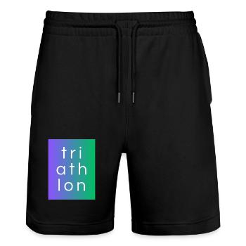 Triathlon - Schönes Desing mit Neon-Farben - Stanley/Stella Unisex Bio Joggingshorts Trainer  - Schwarz - Vorne - Nik (191cm) & Marisol (170cm)