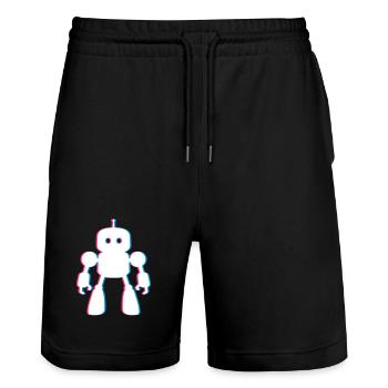 Robot 3D Effect – Future Meets AI Design - Stanley/Stella Trainer Unisex Organic Jogging Shorts - black - Front - Nik (191cm) & Marisol (170cm)