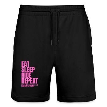 Eat Sleep Ride Repeat Bicycle Motif - Stanley/Stella Trainer Unisex Organic Jogging Shorts - black - Front - Nik (191cm) & Marisol (170cm)