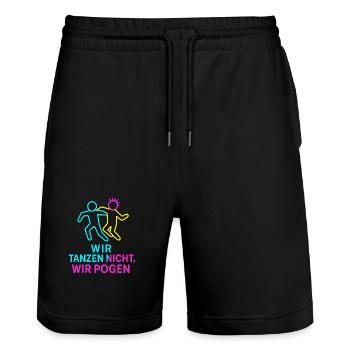 Neon Pogo Tanzduo - Stanley/Stella Unisex Bio Joggingshorts Trainer  - Schwarz - Vorne - Nik (191cm) & Marisol (170cm)