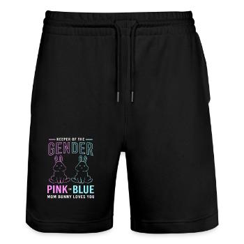 Werdende Mutter Ostern Gender Reveal - Stanley/Stella Unisex Bio Joggingshorts Trainer  - Schwarz - Vorne - Nik (191cm) & Marisol (170cm)