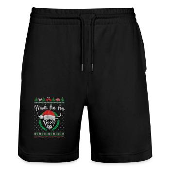 Christmas Cow - Moh ho ho - Dairy Farmer - Stanley/Stella Trainer Unisex Organic Jogging Shorts - black - Front - Nik (191cm) & Marisol (170cm)