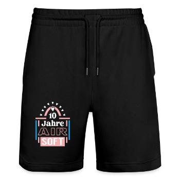 Airsoft Anniversary 10 Years Coach Player - Stanley/Stella Trainer Unisex Organic Jogging Shorts - black - Front - Nik (191cm) & Marisol (170cm)