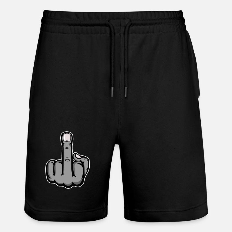 Mittelfinger Stinkefinger Design Grau - Stanley/Stella Unisex Bio Joggingshorts Trainer - Schwarz
