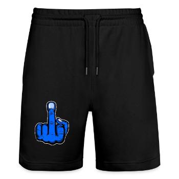 Majeur doigt puant doigt design bleu utilisé - Short de jogging bio TRAINER Stanley/Stella unisexe - noir - Devant - Nik (191cm) & Marisol (170cm)