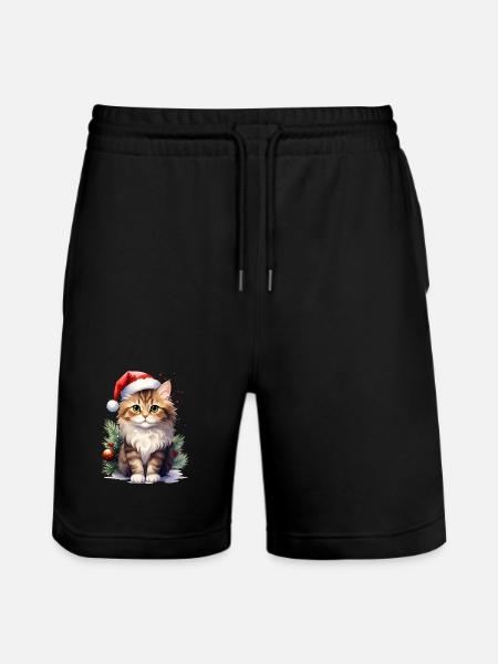 Chat comme Père Noël à Noël - Short de jogging bio TRAINER Stanley/Stella unisexe - noir