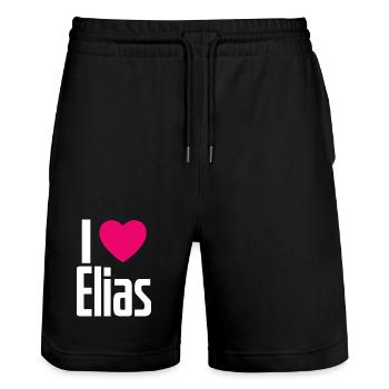 I Love Elias Pink Heart I Love Elias - Stanley/Stella Trainer Unisex Organic Jogging Shorts - black - Front - Nik (191cm) & Marisol (170cm)