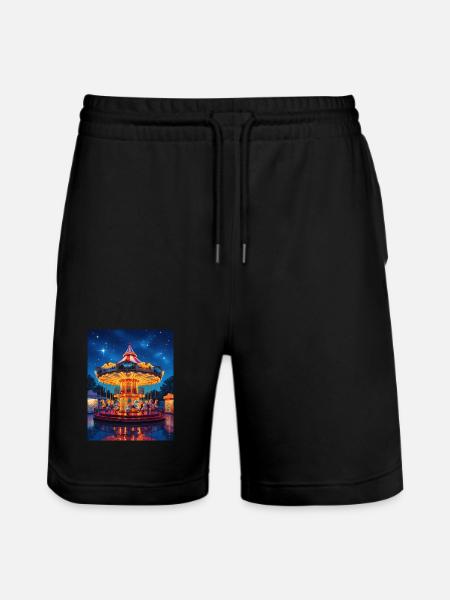 Nachtkarussell im Lichterglanz - Stanley/Stella Unisex Bio Joggingshorts Trainer - Schwarz