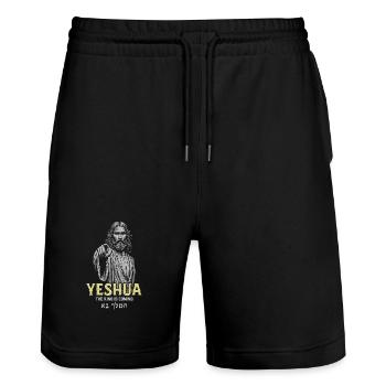 Yeshua King arrive - Short de jogging bio TRAINER Stanley/Stella unisexe - noir - Devant - Nik (191cm) & Marisol (170cm)
