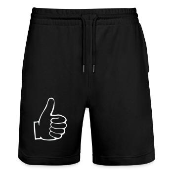 Plan du pouce levé - Short de jogging bio TRAINER Stanley/Stella unisexe - noir - Devant - Nik (191cm) & Marisol (170cm)