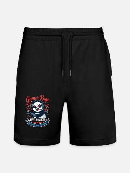 Gamer Panda Level 99 Rage - Stanley/Stella Trainer Unisex Organic Jogging Shorts - black