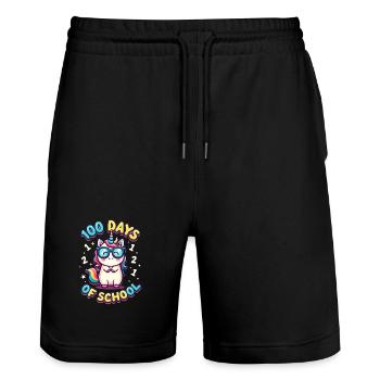 100th Day Of School 100 Day Of School Kids - Stanley/Stella Trainer Unisex Organic Jogging Shorts - black - Front - Nik (191cm) & Marisol (170cm)