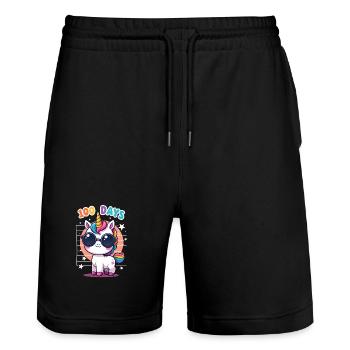 100th Day Of School 100 Day Of School Kids - Stanley/Stella Trainer Unisex Organic Jogging Shorts - black - Front - Nik (191cm) & Marisol (170cm)