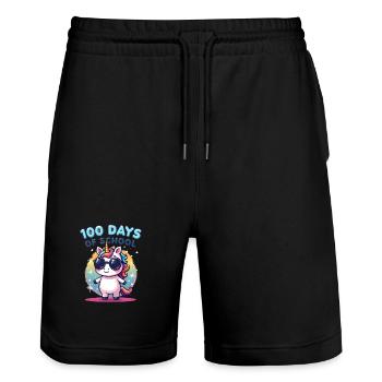 100th Day Of School 100 Day Of School Kids - Stanley/Stella Trainer Unisex Organic Jogging Shorts - black - Front - Nik (191cm) & Marisol (170cm)