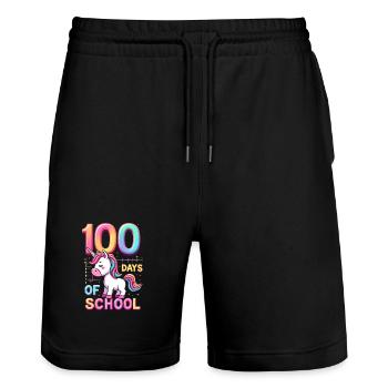 100th Day Of School 100 Day Of School Kids - Stanley/Stella Trainer Unisex Organic Jogging Shorts - black - Front - Nik (191cm) & Marisol (170cm)