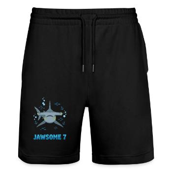 Jawsome 7 Hammerhai Geburtstag - Stanley/Stella Unisex Bio Joggingshorts Trainer  - Schwarz - Vorne - Nik (191cm) & Marisol (170cm)