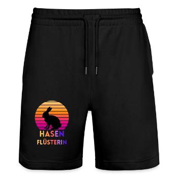 Bunny Whisperer - Stanley/Stella Trainer Unisex Organic Jogging Shorts - black - Front - Nik (191cm) & Marisol (170cm)