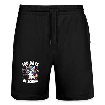 100th Day Of School 100 Day Of School Kids - Stanley/Stella Trainer Unisex Organic Jogging Shorts - black - Front - Nik (191cm) & Marisol (170cm)