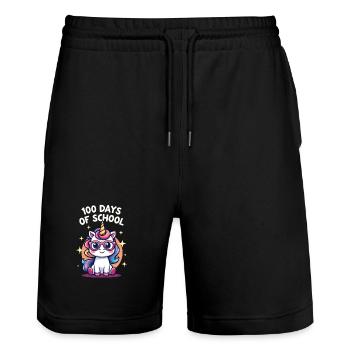 100th Day Of School 100 Day Of School Kids - Stanley/Stella Trainer Unisex Organic Jogging Shorts - black - Front - Nik (191cm) & Marisol (170cm)