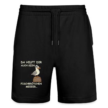 Betrunken Hamburg Fischmarkt - Stanley/Stella Unisex Bio Joggingshorts Trainer  - Schwarz - Vorne - Nik (191cm) & Marisol (170cm)
