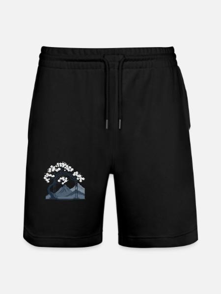 Sakura Bogen über Bergkette - Stanley/Stella Unisex Bio Joggingshorts Trainer  - Schwarz