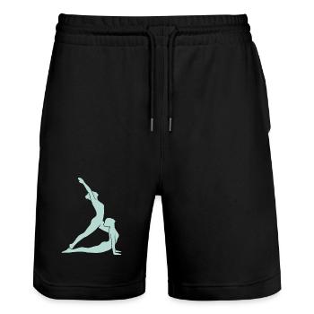 Yoga Silhouette - Short de jogging bio TRAINER Stanley/Stella unisexe - noir - Devant - Nik (191cm) & Marisol (170cm)