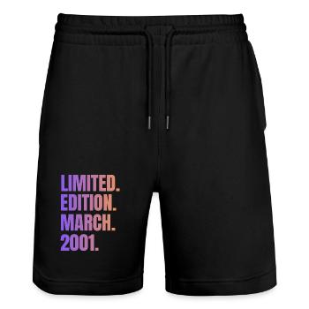 Limitierte Auflage März 2001 - Stanley/Stella Unisex Bio Joggingshorts Trainer  - Schwarz - Vorne - Nik (191cm) & Marisol (170cm)