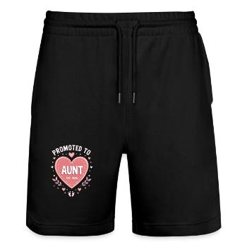 Tante 2026 Tante 2026 Befördert zu Tante 2026 - Stanley/Stella Unisex Bio Joggingshorts Trainer  - Schwarz - Vorne - Nik (191cm) & Marisol (170cm)