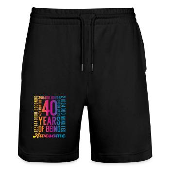 40 Jahre 40. Geburtstag - Stanley/Stella Unisex Bio Joggingshorts Trainer  - Schwarz - Vorne - Nik (191cm) & Marisol (170cm)
