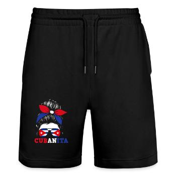 Cuba Pride & Home - Design du drapeau de Cuba - Short de jogging bio TRAINER Stanley/Stella unisexe - noir - Devant - Nik (191cm) & Marisol (170cm)