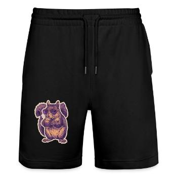 Écureuil aux lunettes de soleil grignotant des noisettes - Short de jogging bio TRAINER Stanley/Stella unisexe - noir - Devant - Nik (191cm) & Marisol (170cm)