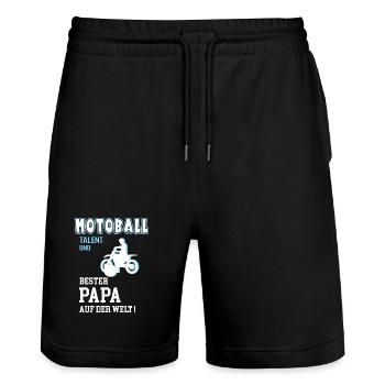 Motoball Bester Papa Vater Vatertag Geburtstag - Stanley/Stella Unisex Bio Joggingshorts Trainer  - Schwarz - Vorne - Nik (191cm) & Marisol (170cm)
